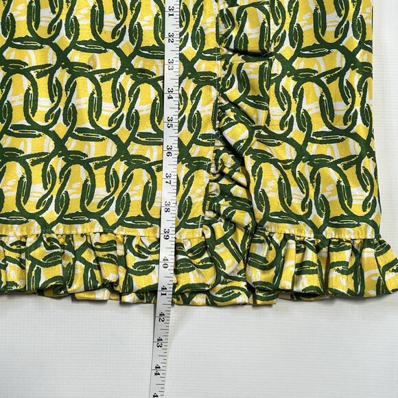 Alex Marie Dress Women’s Size 14 Sleeveless Faux Wrap Ruffle Hem Green Yellow - Picture 3 of 8